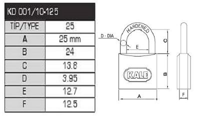 Kale Gri Seri 25 mm Asma Kilitler