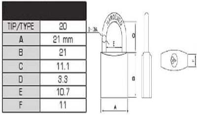 Trıcırle 20 mm Gri Seri Asma Kilit