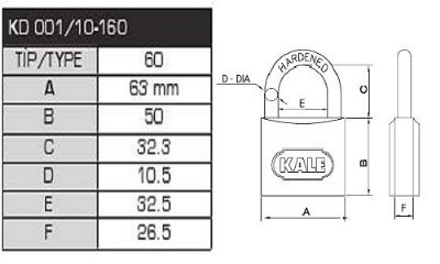 Kale Gri Seri 60 mm Asma Kilitler